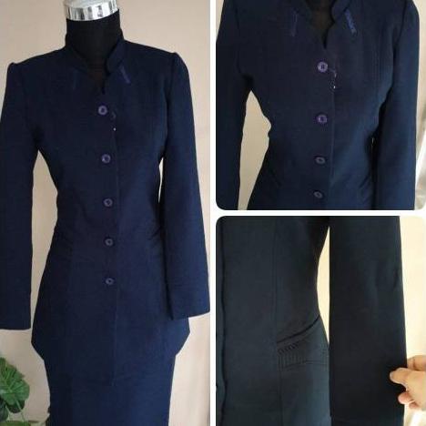 SETELAN BAJU BLAZER KERJA PEREMPUAN DONGKER NAVY BIRU TUA PNS GURU