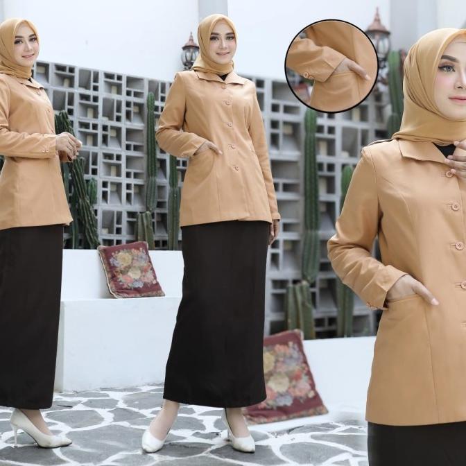 Baju/Blazer Seragam Pembina/Guru wanita Pramuka,Coklat,muslim