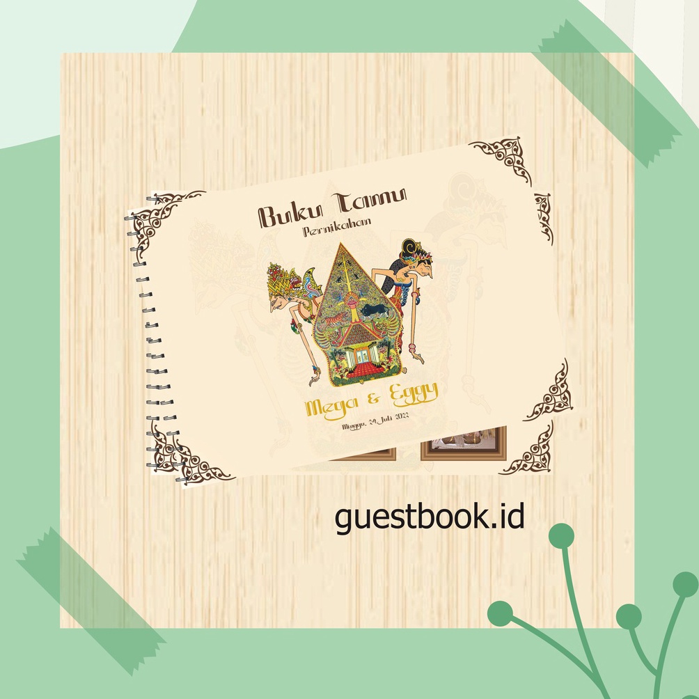 Custom Buku Tamu Undangan Pernikahan Motif Wayang / Guest Book Ethnic Wayang / Softcover / Hardcover