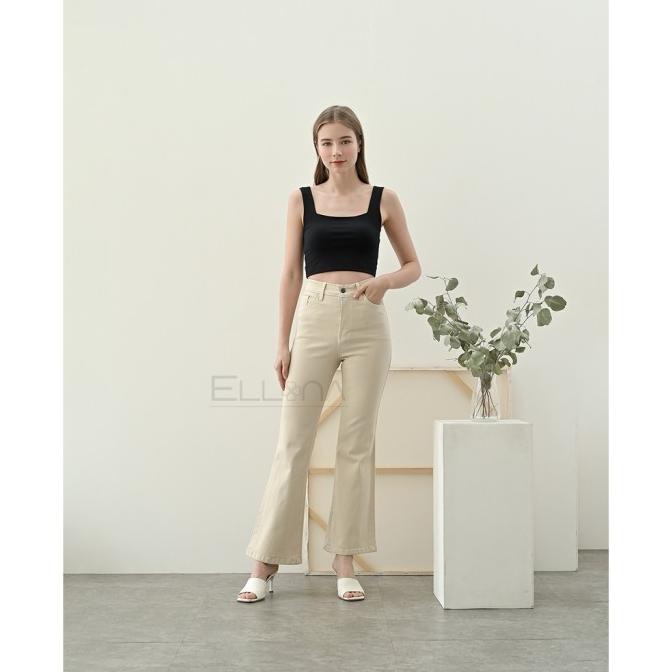 Celana jeans cutbray wanita warna cream