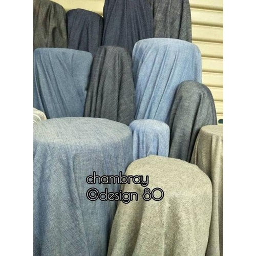 bahan chambray/bahan katun denim/kain kemeja, kulot, blouse chambray
