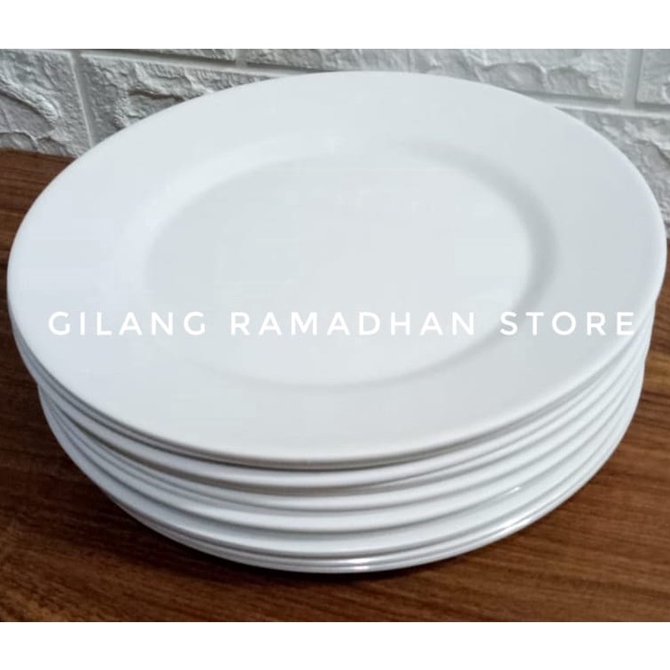 BOOMING PIRING MAKAN MELAMIN CEPER POLOS UKURAN 10 INCH PUTIH