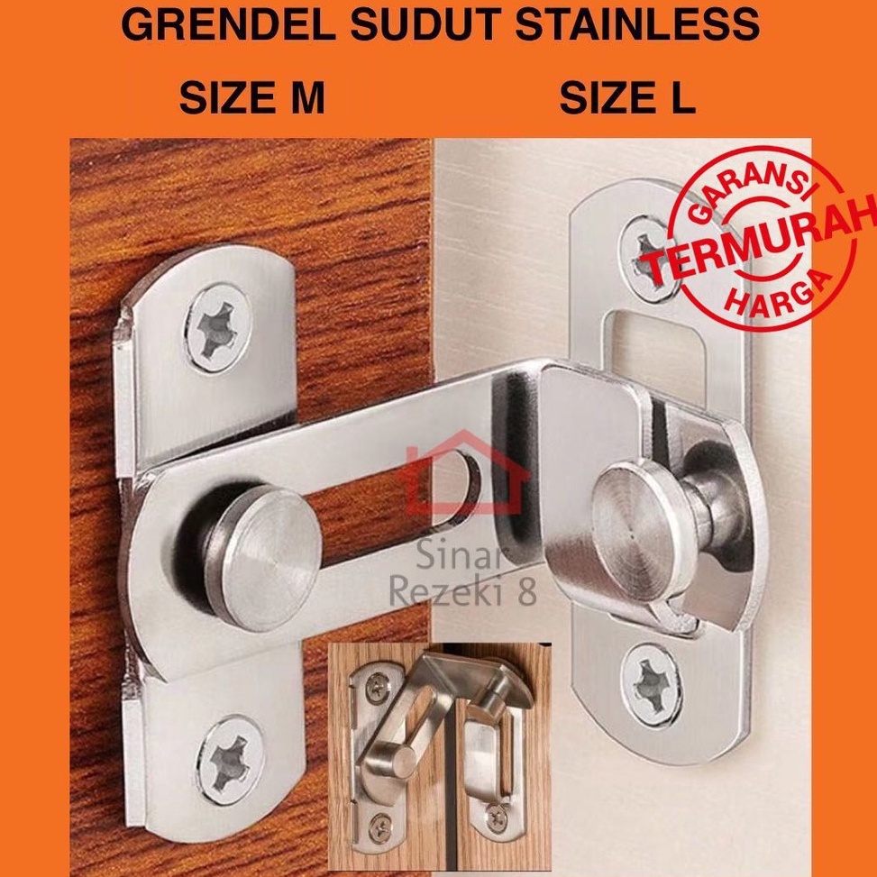 TERMURAH Grendel Sudut Kait / Cantol Pintu Kunci Geser Gembok Kamar Slot Jendela Gerendel
