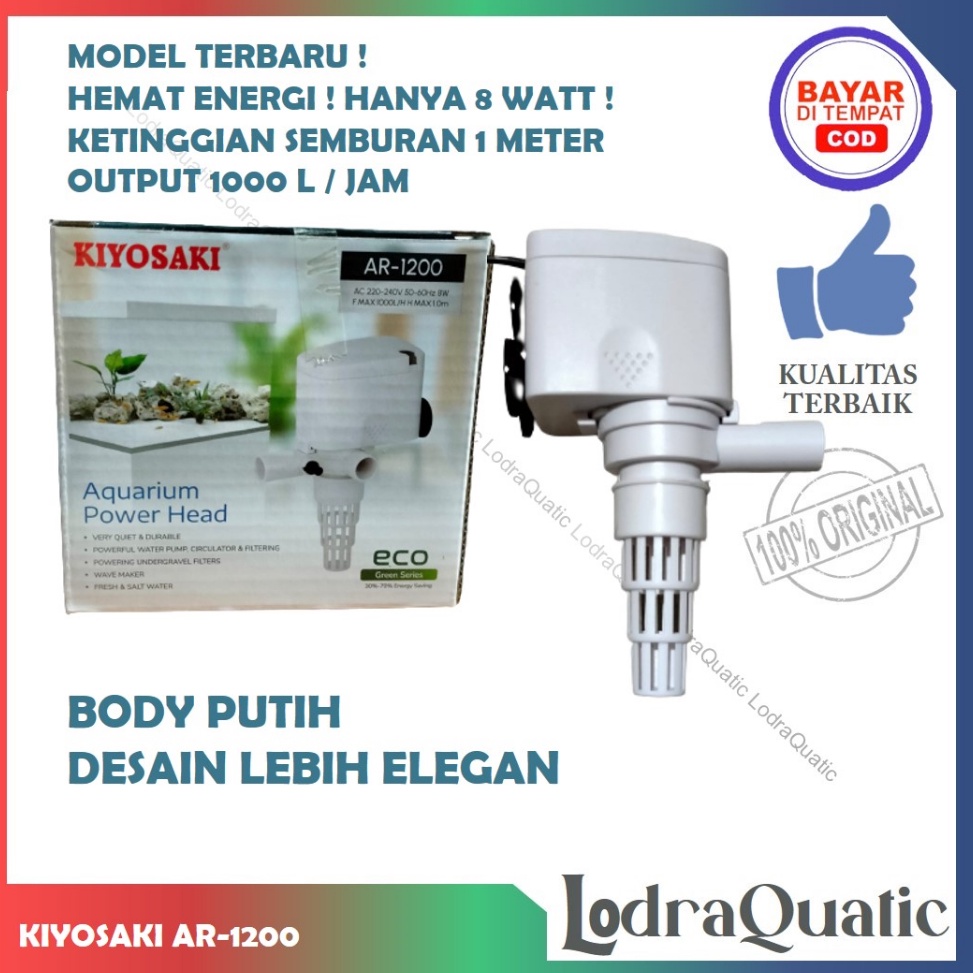 3.3 Brand PROMO TERMURAH POMPA AIR AQUARIUM KIYOSAKI AR 1200 NAIK  FILTER AQUARIUM KECIL POMPA AIR H