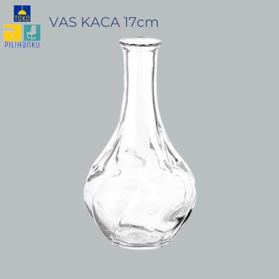 STOK TERBARU Vas Bunga Kaca Bening Pot Bunga Kering Tanaman Hias 17cm Dekorasi bunga Artificial