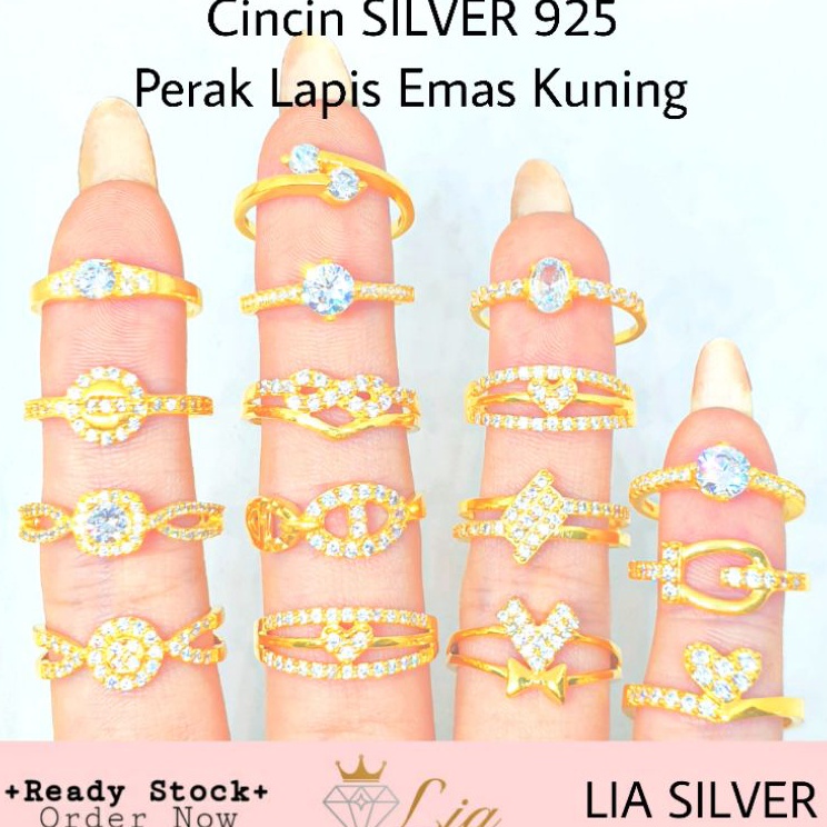 Belanja sekarangWw3W7 Cincin SILVER 925 - Perak Lapis Emas Kuning