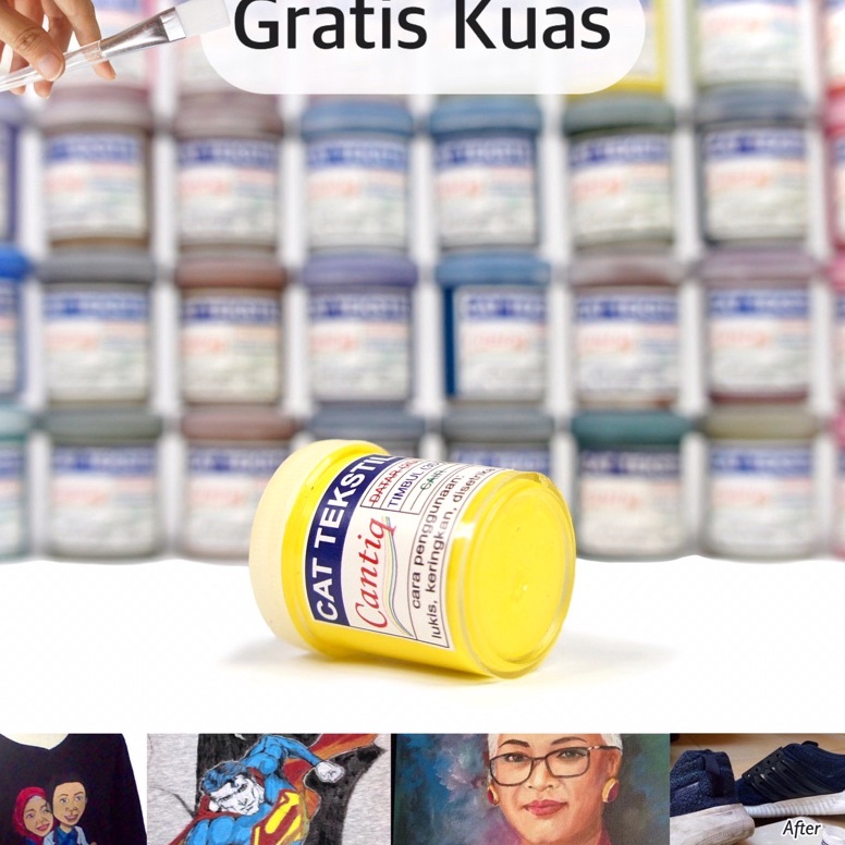 

✭ Cat Kain, Cat Sepatu, Cat Kulit, Cat Kanvas Premium, Cat Tekstil Cantiq(10ml) Cat Jeans, Cat Kaos, Cat Tas, Cat Suede, Cat Topi, Cat Sutra, Textile paint, Fabric colour, Cat Repaint Waterbased, Permanen, Waterproof, Awet, Anti luntur by Ganzel myvjz