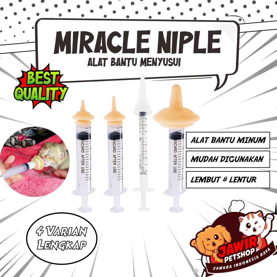 MIRACLE NIPPLE Pentil Dot Alat Bantu Susu Spet Anak Bayi Kucing Kecil Mini Niple Nipel Untuk Anakan 
