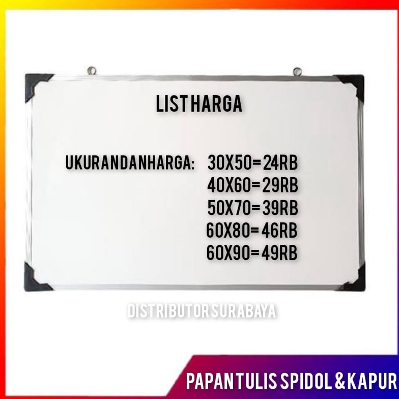 

Papan Tulis Spidol dan Kapur Whiteboard / Blackboard Ukuran 30X50 4183
