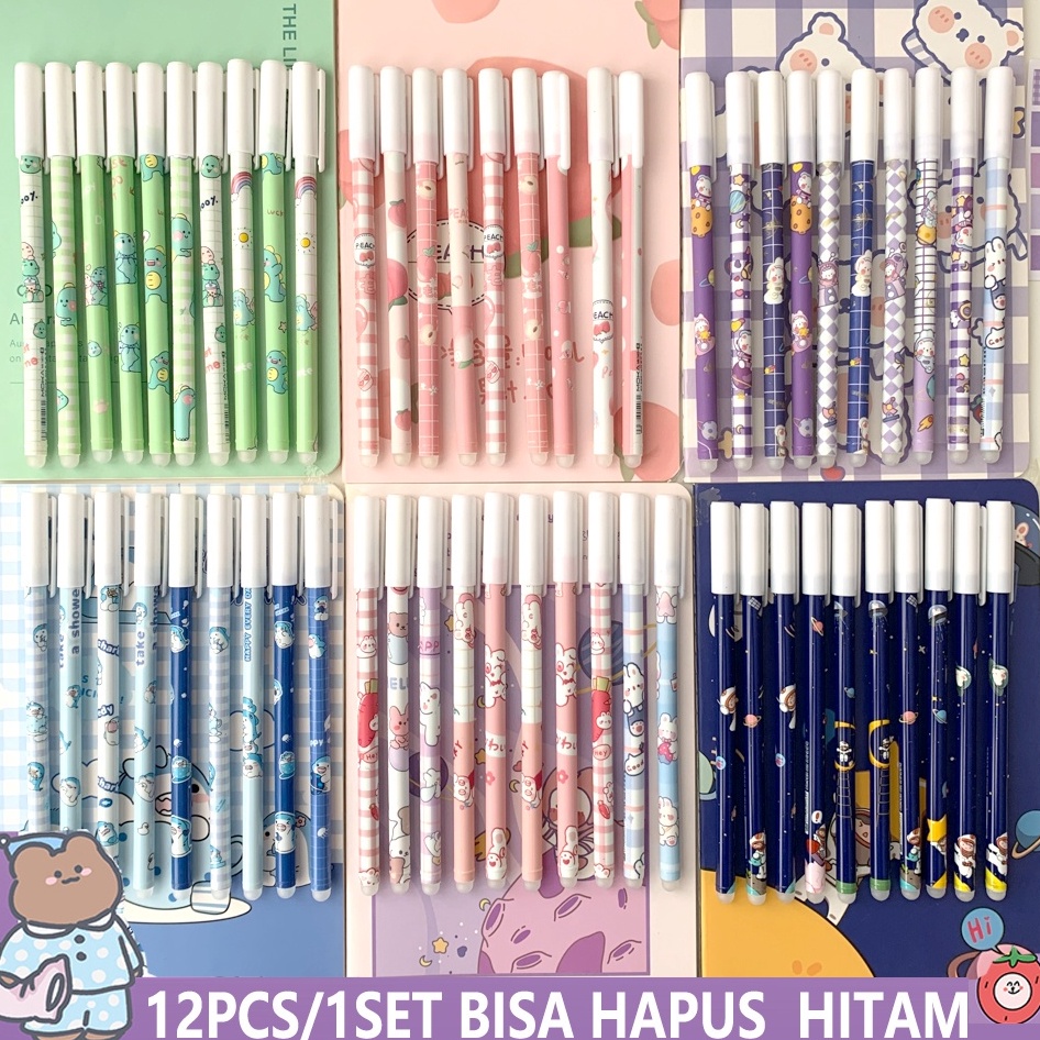 

[Q0R] VIRAL!!! 1 SET 12 PCS PULPEN BISA DIHAPUS KARAKTER LUCU / PULPEN HAPUS MOTIF LUCU / ERASABLE PEN KAWAII LG Best Product )V ♪
