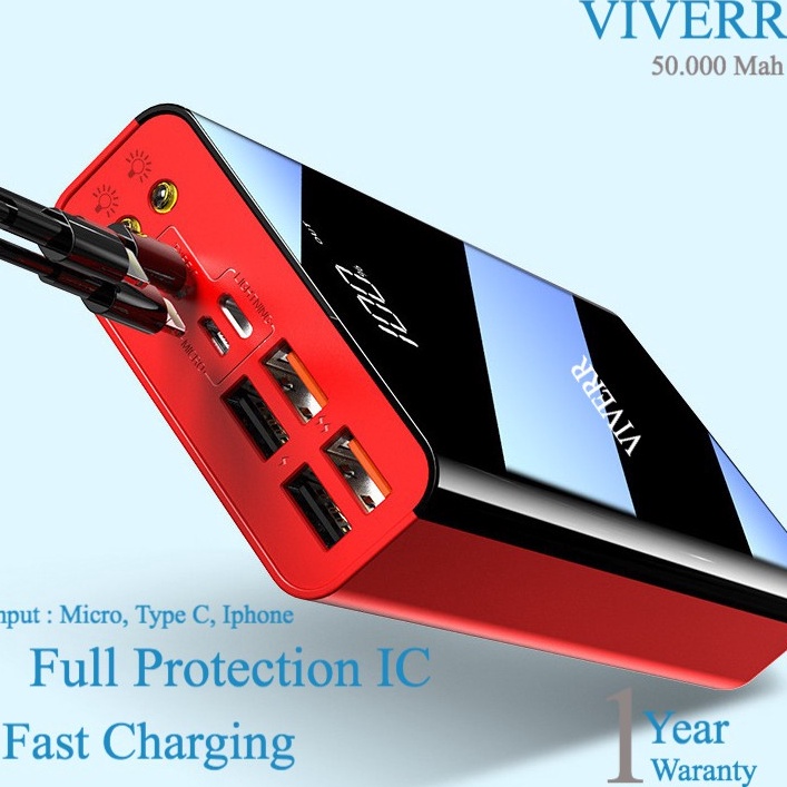 ➠☇☆✶ Powerbank VIVERR 50.000 Mah Kapasitas besar original garansi 1 Tahun