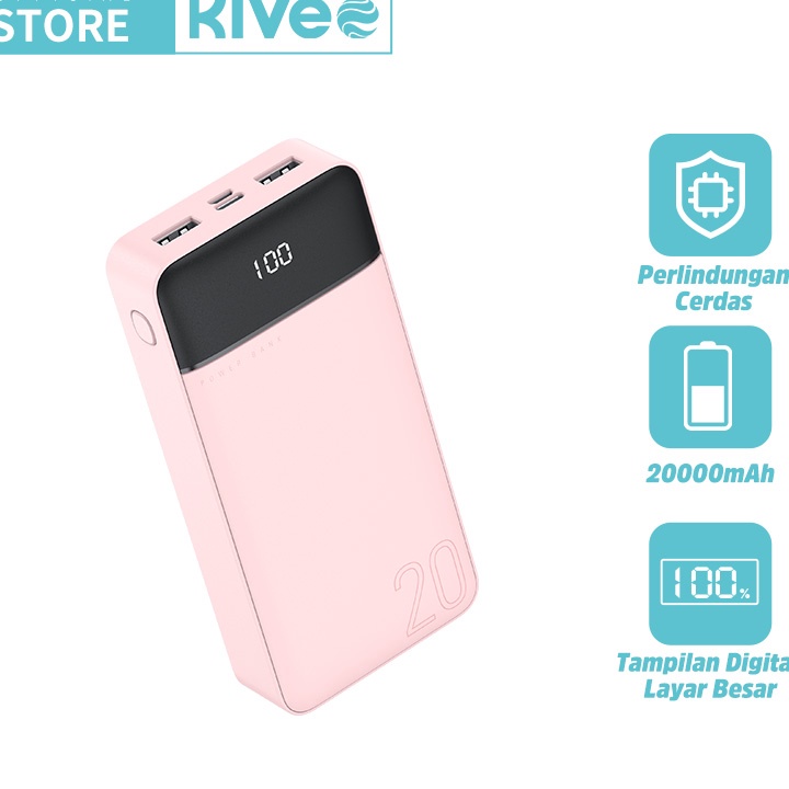 Diskon KIVEE Macaron PowerBank 20000 mAh LCD power bank 10000 mAh murah Mini Dual USB original colou