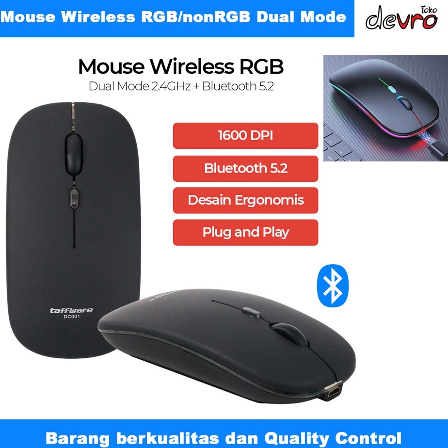 BEST SELLER Mouse Bluetooth 4.0 Rechargeable Silent klik - Mouse Wireless - Mouse RGB Bluetooth 5.2 