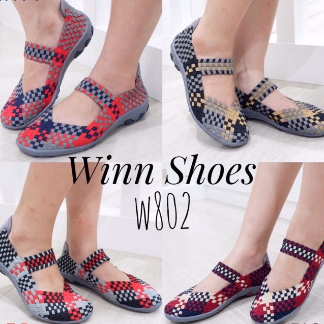 Diskon winn w802 sepatu anyaman rajut wanita ORI