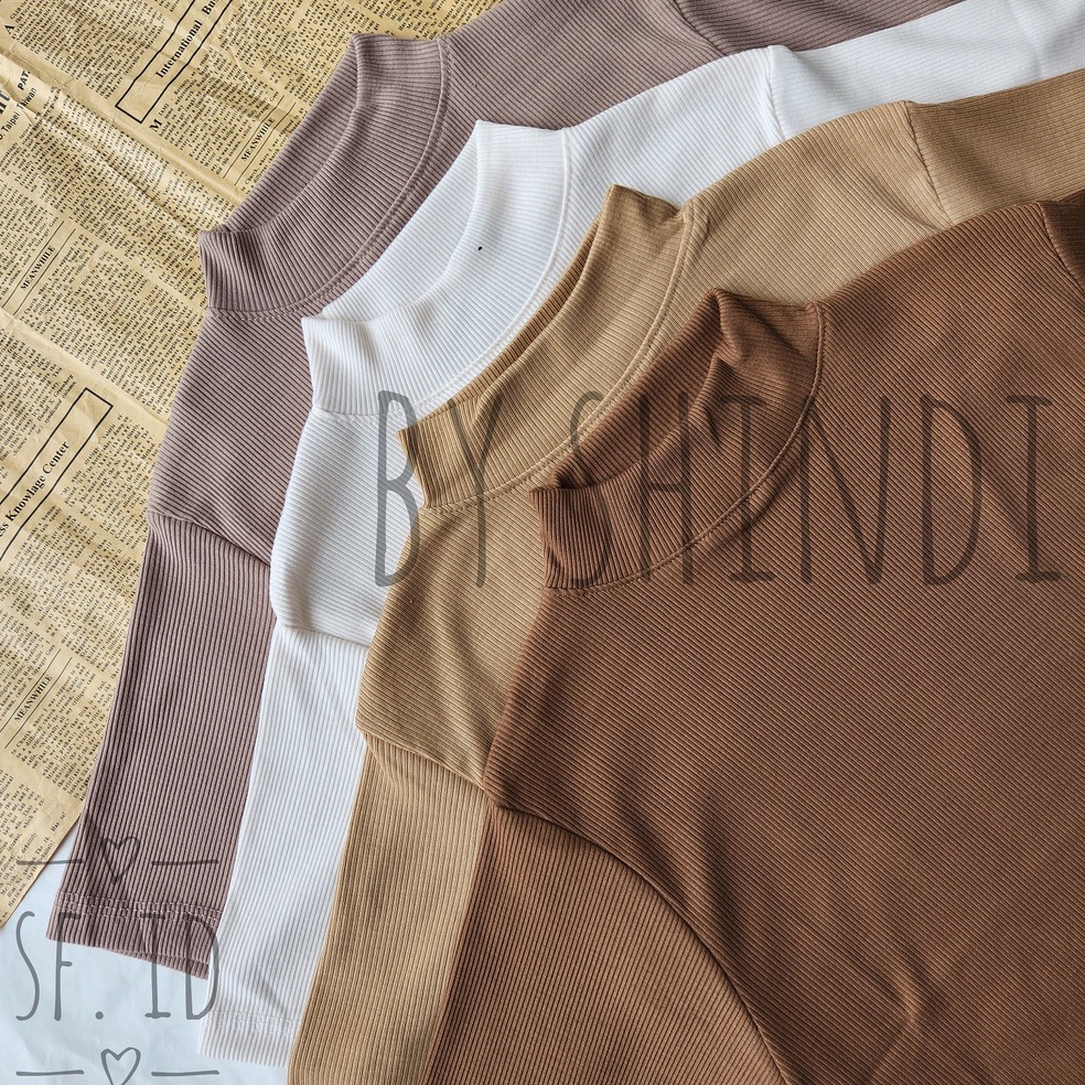 STOK TERBATAS TURTLENECK lengan pendek / Kaos Turtleneck / Rib Turtleneck / Rajut Wanita Turtleneck 