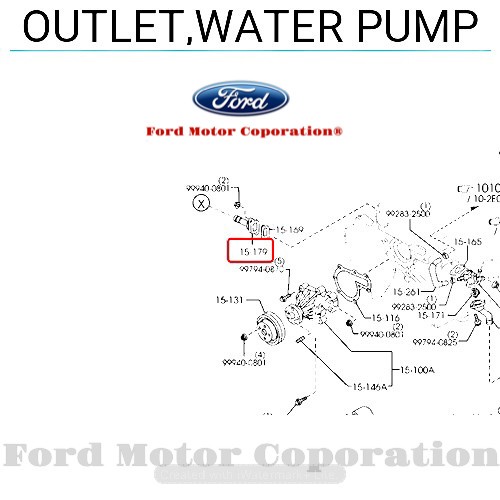 PROMO HOUSING OUTLET WATERPUMP FORD RANGER TDI 2500CC EVEREST MAZDA BT50 OEM TERLARIS