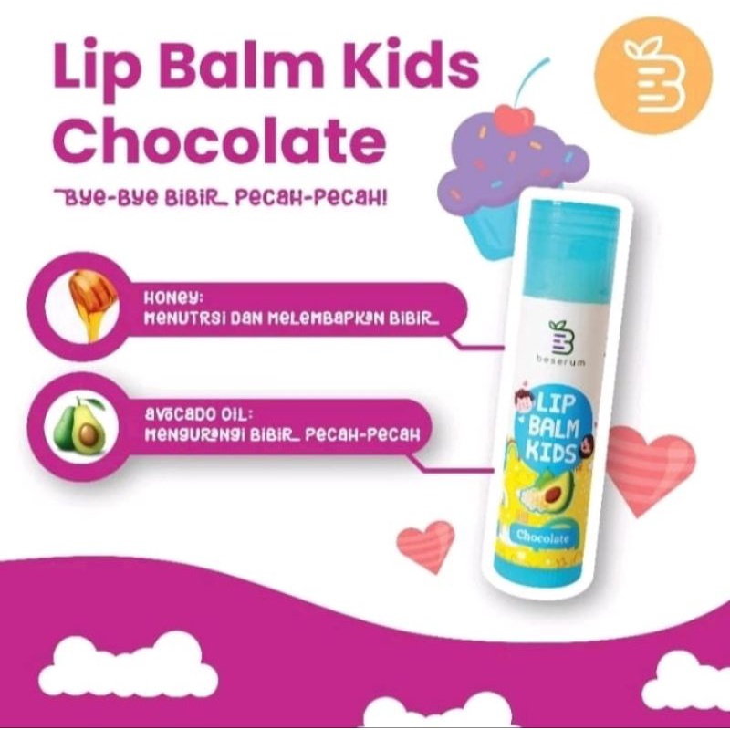 BESERUM | Beserum Lip Balm Kids Rasa Coklat - Lip Balm Anak