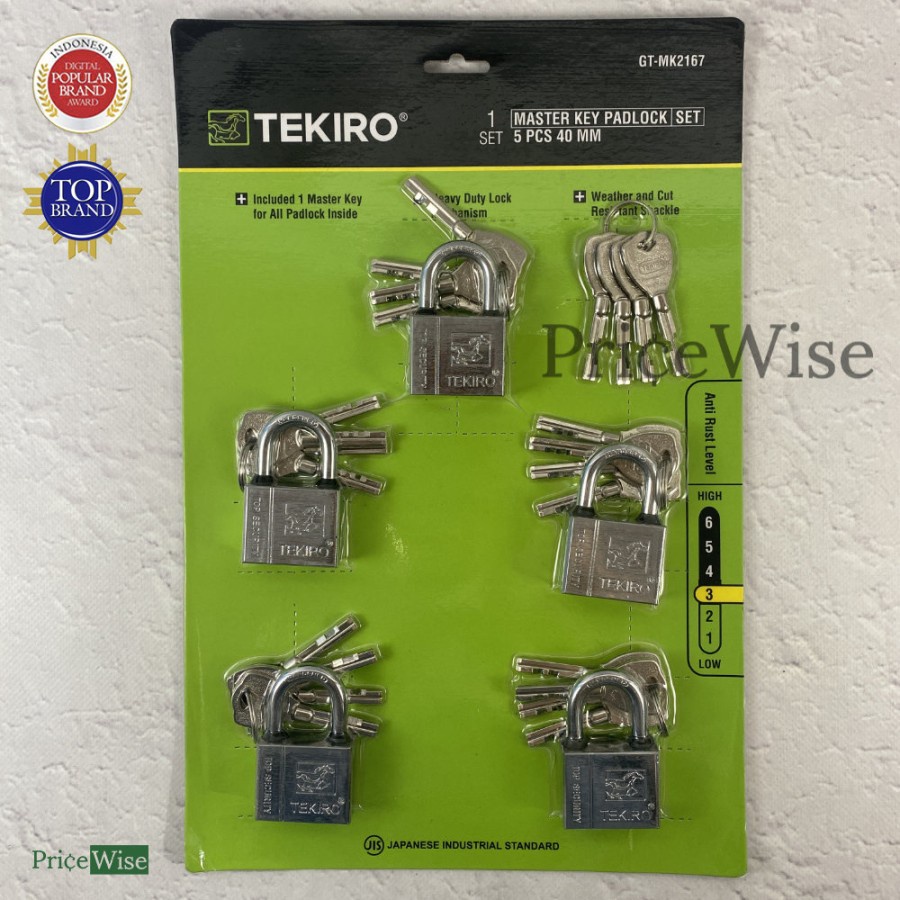 Gembok Master Key Set 5 pcs 40 mm Tekiro / Gembok Rumah Toko