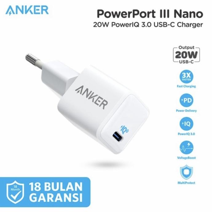 Anker Powerport III Nano - Wall Charger 20W PD - A2633 - Garansi Resmi