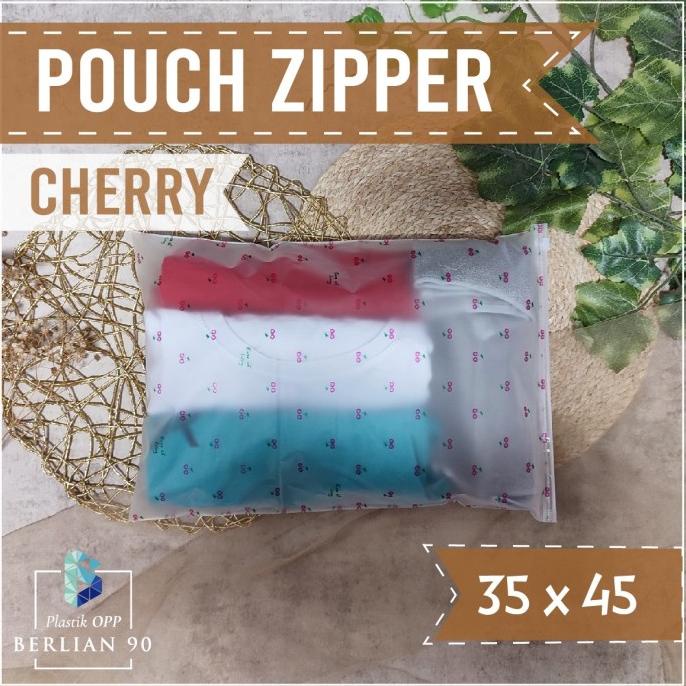 :>:>:>:>] Pouch Zipper Motif Cherry 35x45 Zipper Bag Travel Pouch Organizer