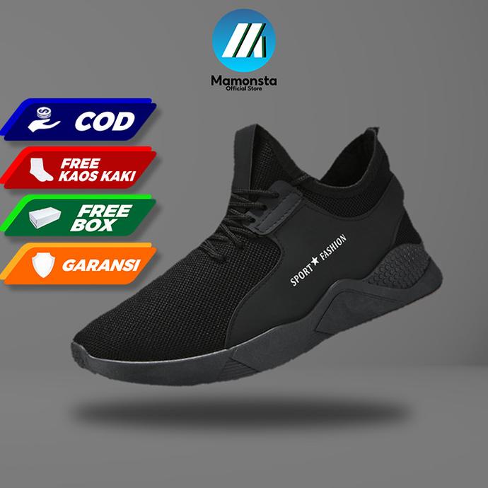 SEPATU KETS SEKOLAH HITAM POLOS FULL BLACK SPORT OLAHRAGA PRIA COWOK