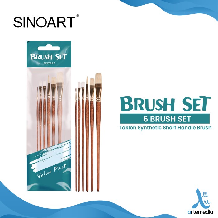 

Terlaris Kuas Lukis Sinoart Set 6 Taklon And Bristle Long Handle Brush