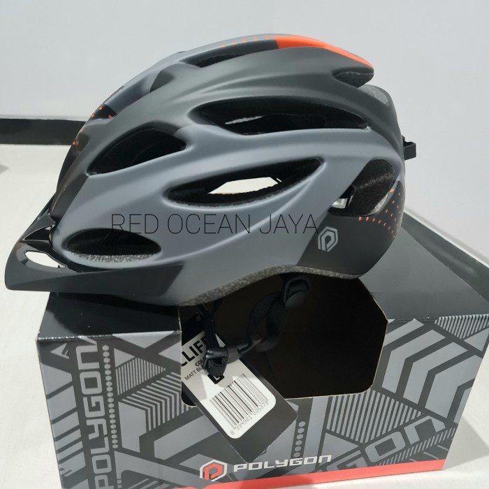 Terlaris Helmet Polygon Cliff Black Orange Size M/ L Helm