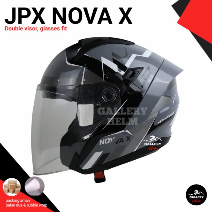 Helm Jpx Nova X N4 Vero Dark Grey Glossy Helm Jpx Terbaru