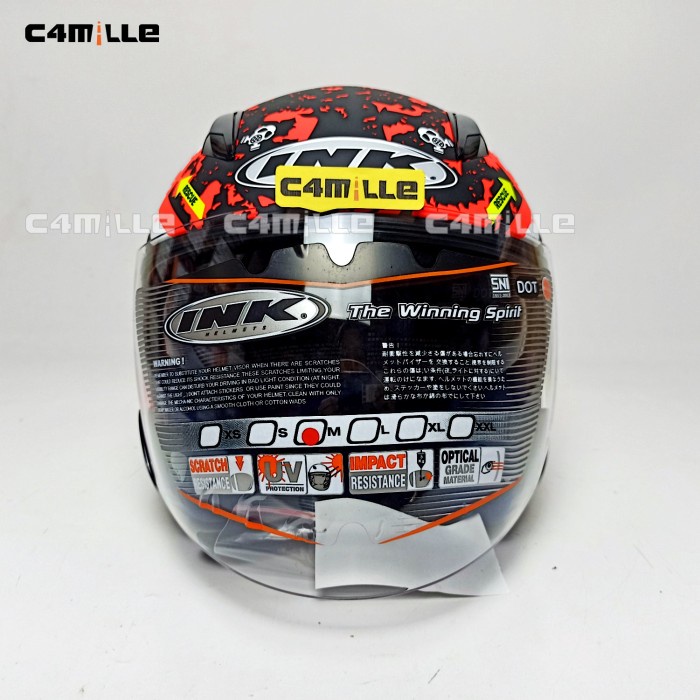 Helm Ink Metro 2 Super Fluo #3 Matt Red Fluo Double Visor Half
