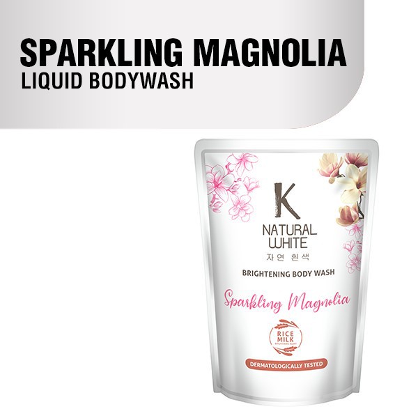 K Natural White Sabun Mandi Cair Magnolia Pouch 400 ml - Gambar 2