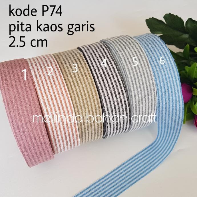

@@@@] kode P74 pita kaos garis 2.5 cm. jual per 5 yard
