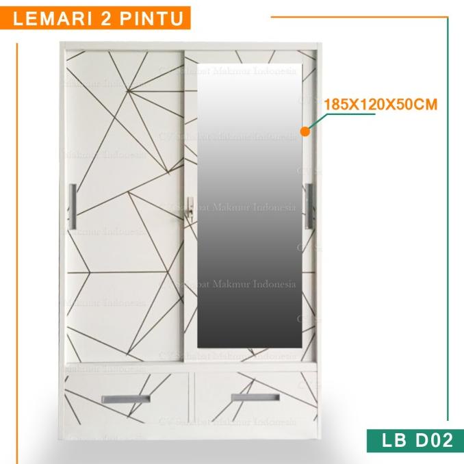 paling diminati] LEMARI PAKAIAN 2 PINTU JUMBO SLIDING ALMARI BAJU BESI METAL LB-D02 D25