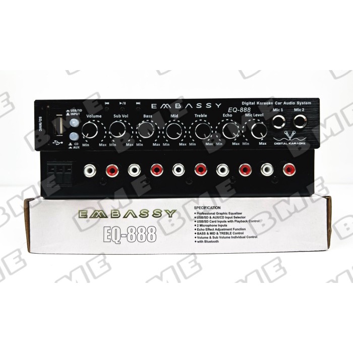 Terlaris Parametrik Preamp Embassy Eq-888 Bluetooth Free Adaptor Equalizer