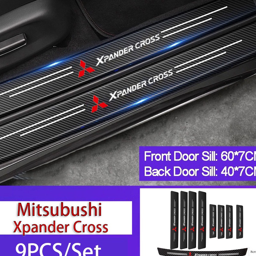 Ready Stock Stiker Pelindung Pintu Bagasi Mobil Mitsubishi Xpander cross Bahan Serat Karbon Anti Gor