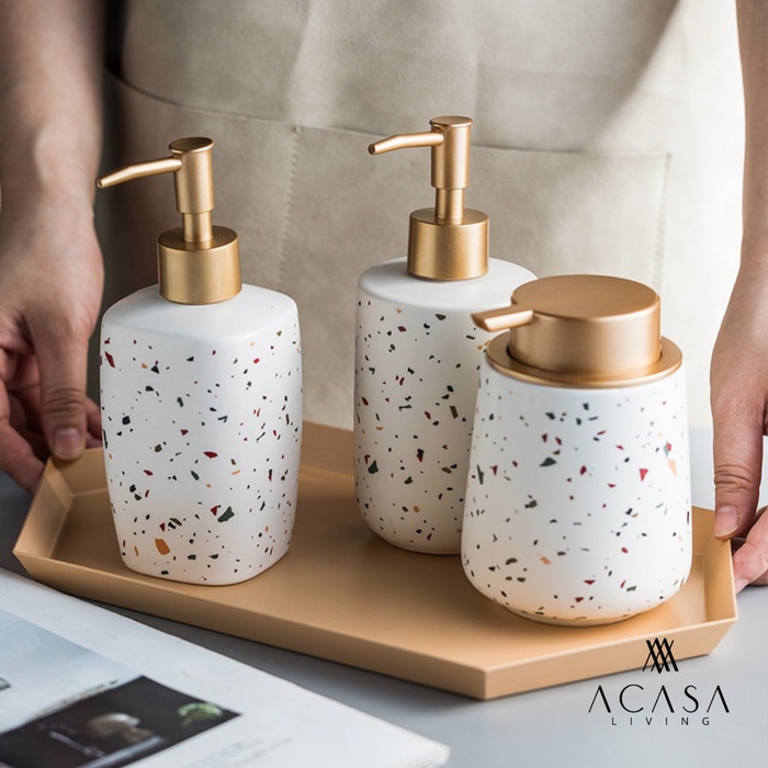 MOIRA - Ceramic Terrazzo Pump Soap Bottle Tempat / Botol Sabun Keramik