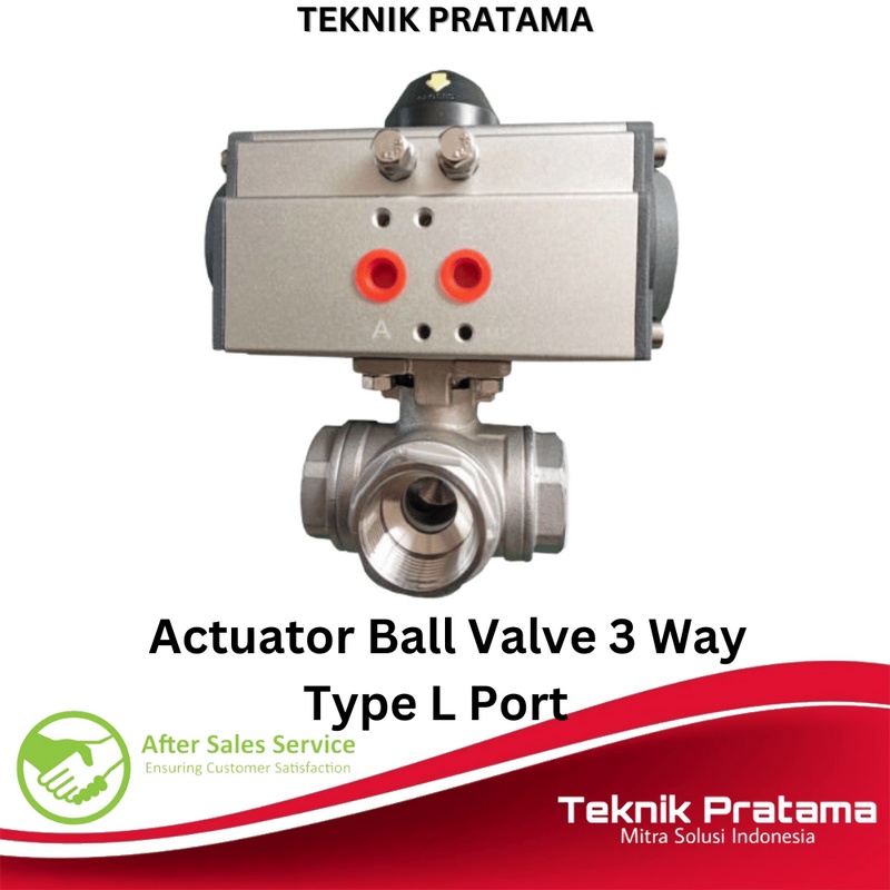 Actuator Ball Valve 3 Way Type L Port Double Acting Size 1 Inch