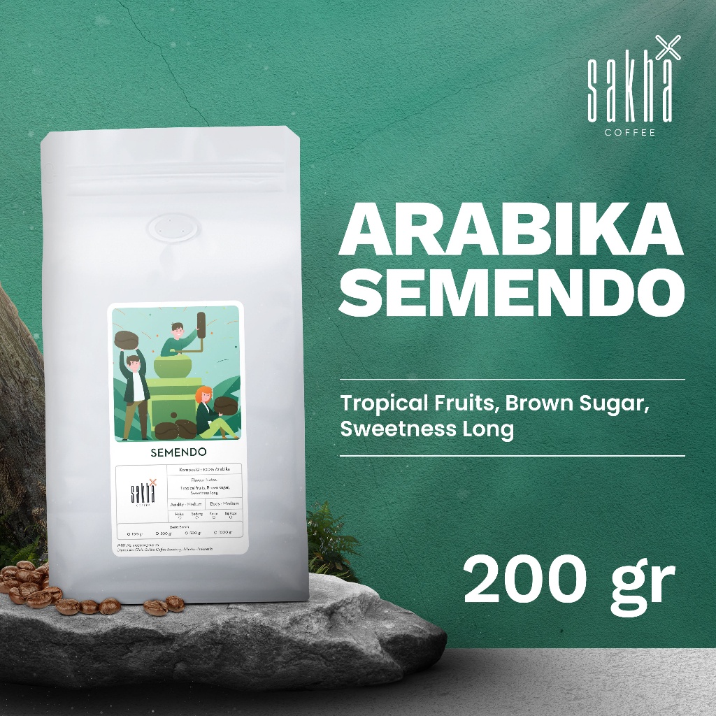 

Kopi Arabika Semendo Arabica Coffee Beans 200 Gram Coffe Roast Bean Biji Bubuk