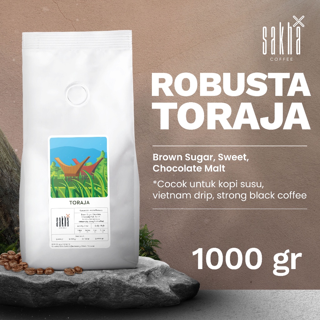 

Biji Kopi Bubuk Fine Robusta Toraja Sapan Sulawesi Coffee Beans Roaster Coffe Roast Bean 1Kg Coffe