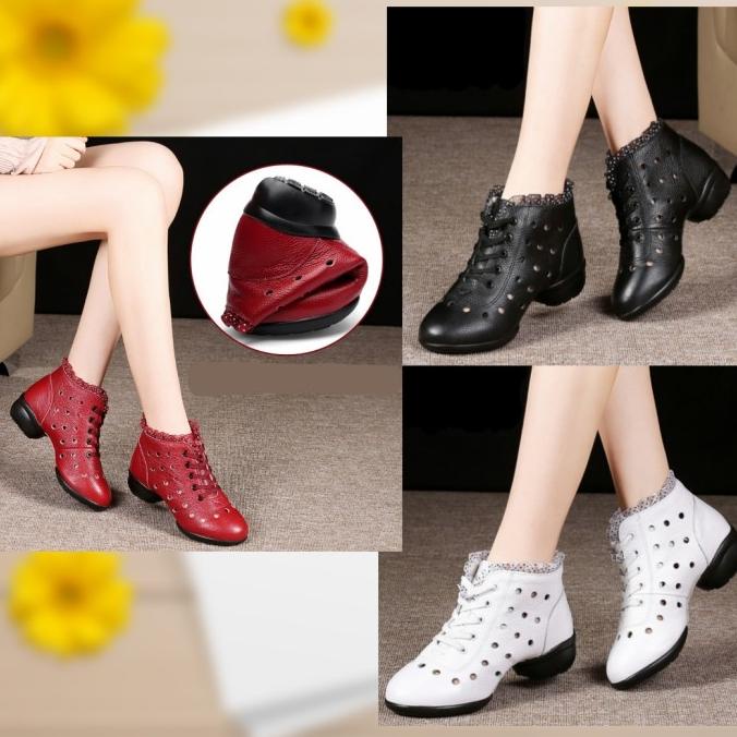 sepatu kulit wanita women leatherankle boots shoes line dance