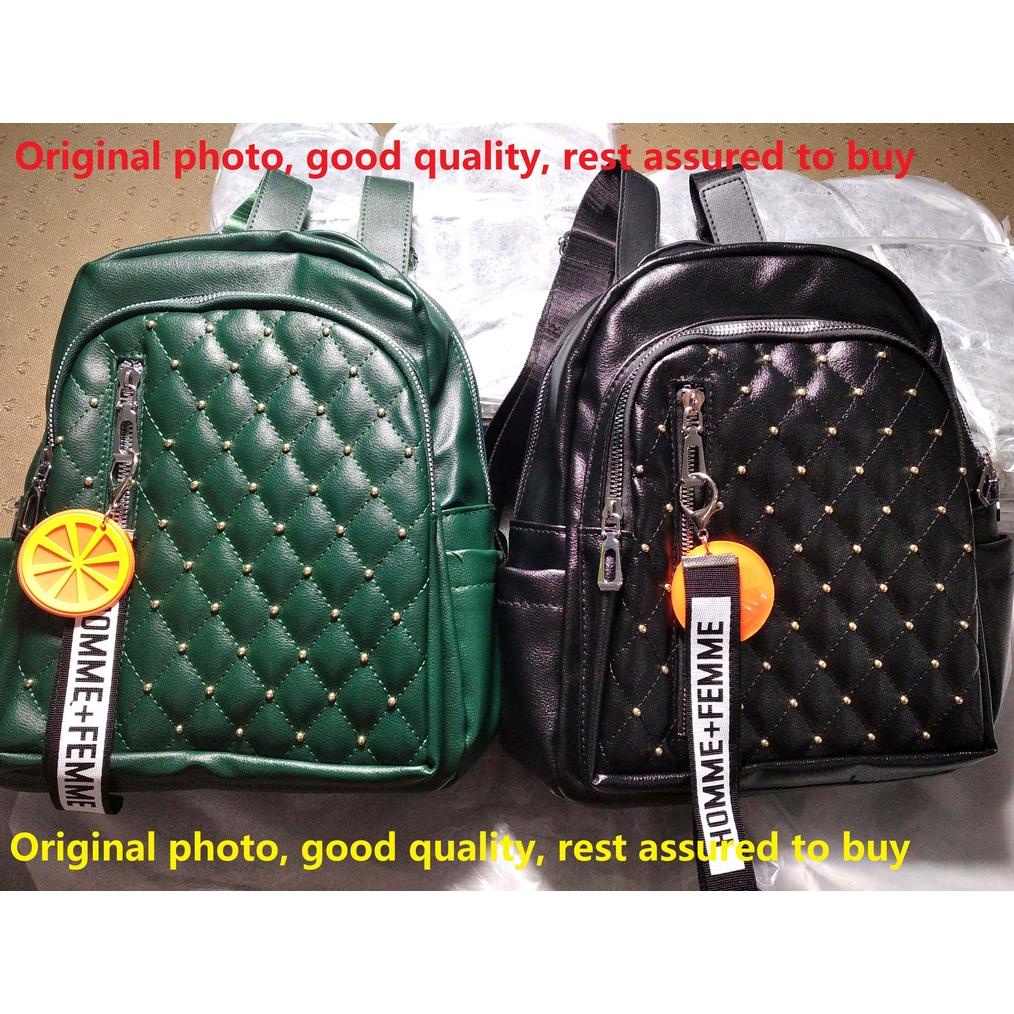 [  TCT ] kualitas bagus import fashion tas Ransel  rivet women bags  beg perempuan  beg galas PU Lea