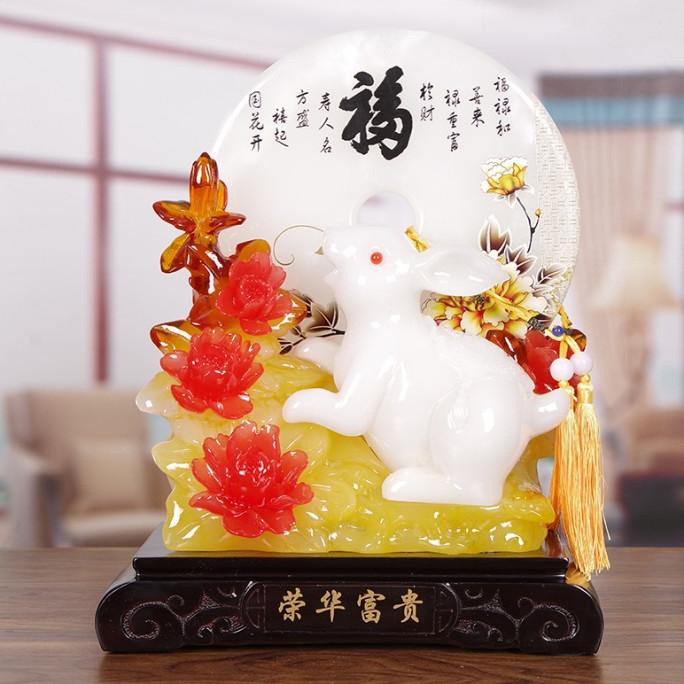 

New Sale Patung Giok Kelinci 2023 Kado Souvenir Patung Pajangan Kelinci Fu Hoki Original
