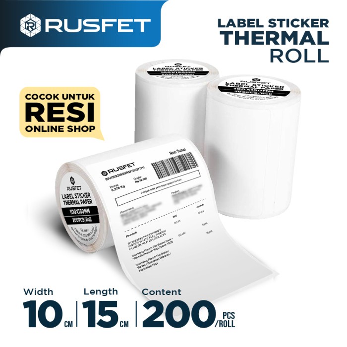 

Bestseller Kertas Thermal Roll Sticker Label Print Resi 100 Mm X 150 Mm