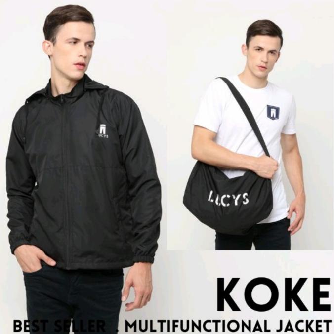 JAKET BISA MENJADI TAS MULTIFUNGSI LUCYS KOKE UNIK PRIA PRAKTIS SIMPLE
