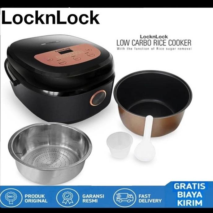 New Rice Cooker Low Sugar Locknlock/Lock N Lock/ Ejr328Blk Donadelwyntaolshop