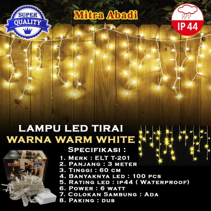 ~~~~~] Lampu Natal Tirai LED Warm White