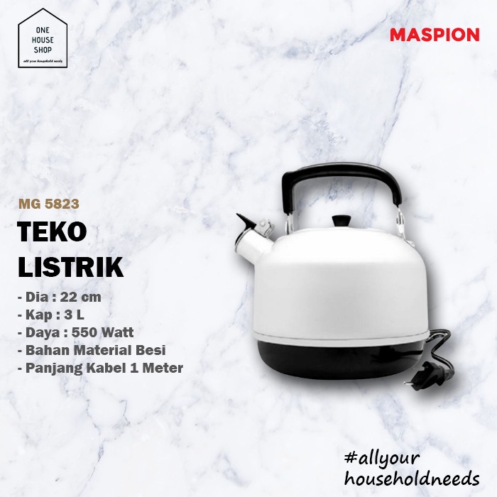 Teko Listrik Bunyi Ceret Maspion Mg 5823 Electric Kettle 22 Cm