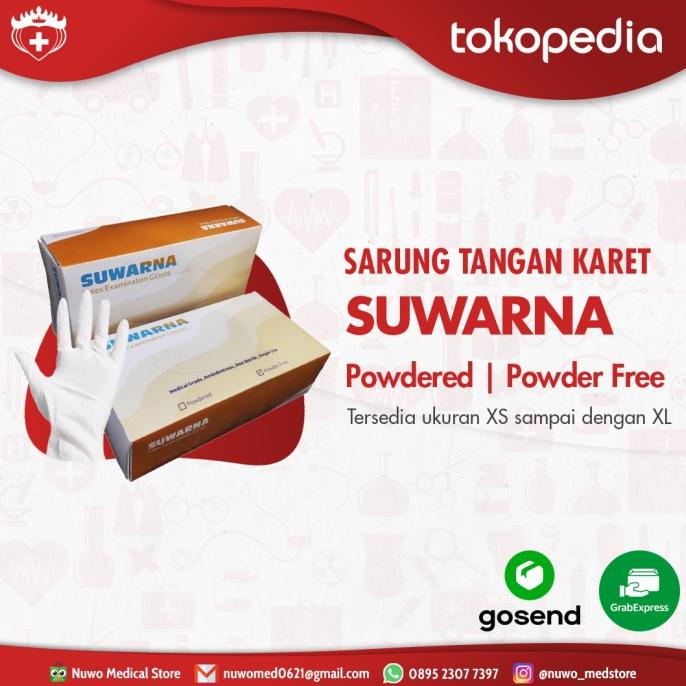 `````````] Handscoon Sarung Tangan Latex/Karet Medis SUWARNA Isi 100 Pcs