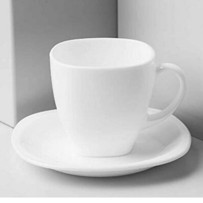 Luminarc cup and saucer/cangkir set 6 pasang carine White
