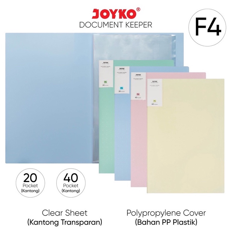 

Dapatkan (ISI 20 & 40 lbr) Document Keeper Clear Holder Map File Dokumen Folder Joyko DK-20 DK-40