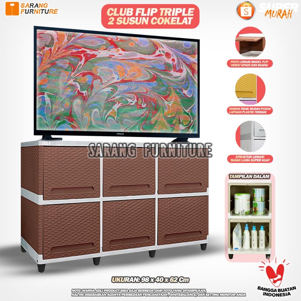 promo Lemari Triple Club Flip Lemari Pakaian Baju Murah Plastik 2 susun Rak TV Rotan Buffet TV